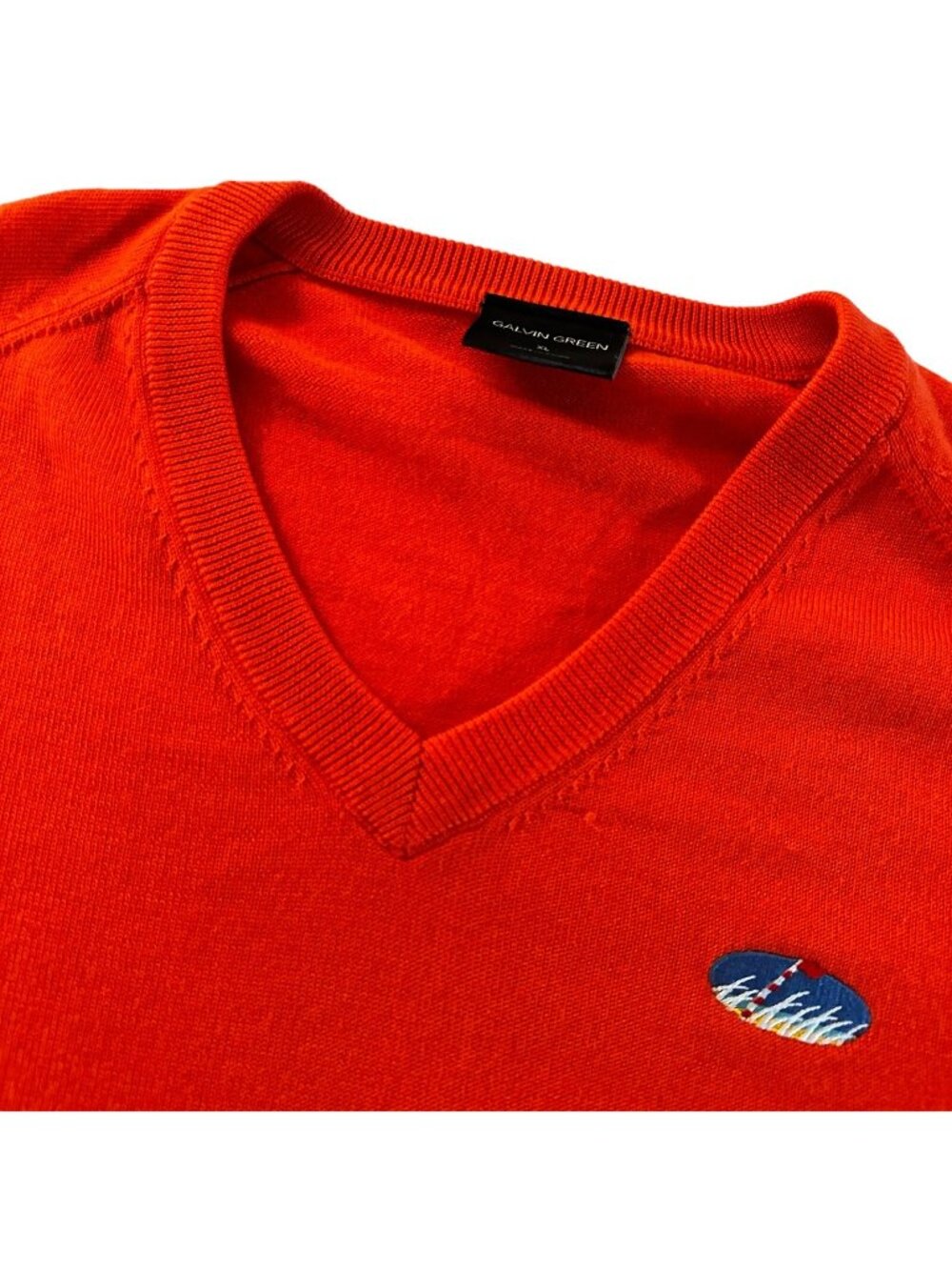 Galvin Green Men’s 100% Wool V-Neck Pullover Sweater Orange • XL
